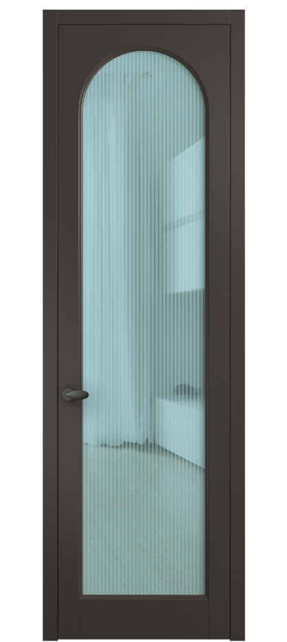 Межкомнатная дверь Палаццо 6804 Матовый антрацит Рифлёное голубое стекло "Мору", триплекс Цена 105029 ₽ | Volhovec