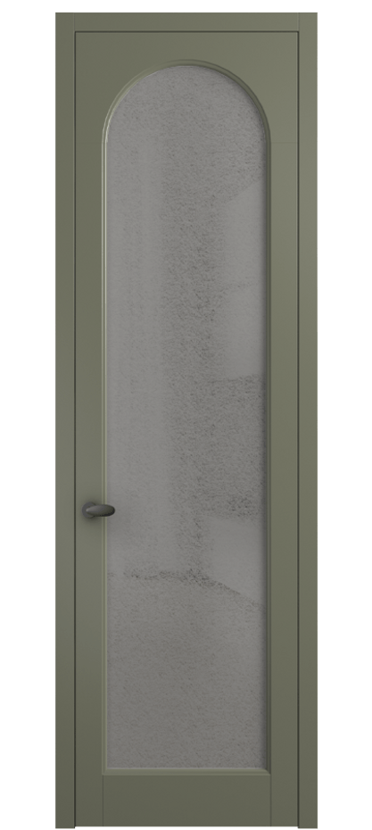 Межкомнатная дверь Палаццо 6804 Матовый оливковый тёмный Фактурное серое стекло "Лёд", триплекс Цена 694800 AMD | Volhovec