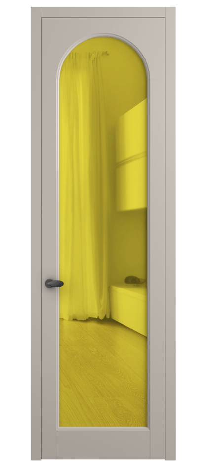 Межкомнатная дверь Палаццо 6804 Матовый светло-бежевый Прозрачное жёлтое стекло, триплекс Цена 654400 AMD | Volhovec