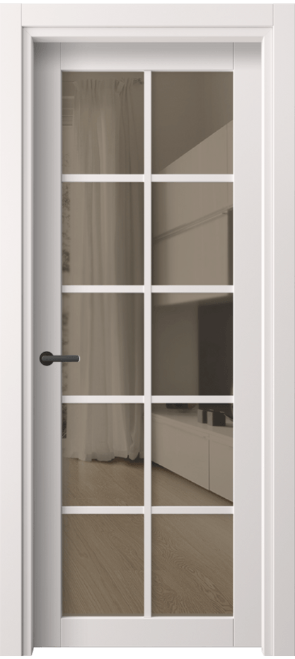 Межкомнатная дверь Нео 2106 ПЭТ кремово-серый Прозрачное бронзовое стекло, триплекс Цена 77560 AMD | Volhovec