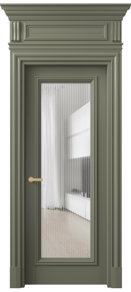 Межкомнатная дверь Антик 7300 Матовый оливковый тёмный Рифлёное стекло "Мору", триплекс Цена 1150590 AMD | Volhovec