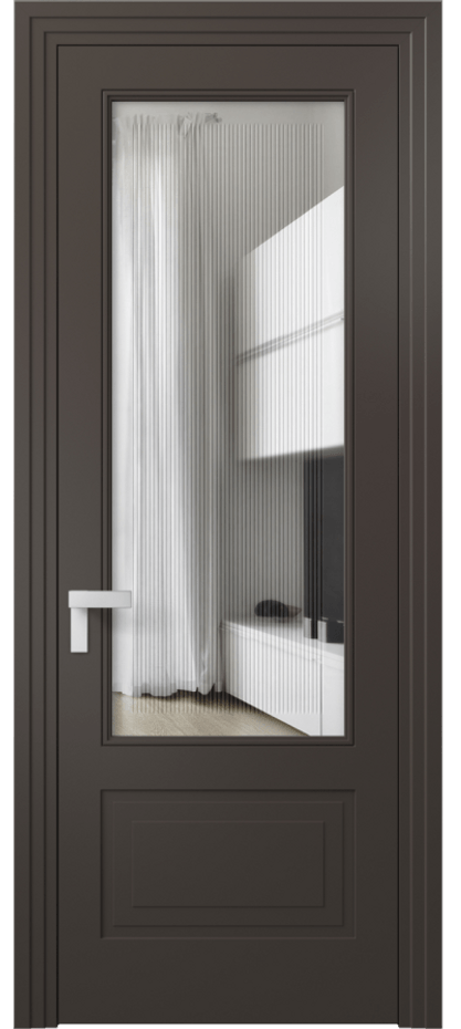 Межкомнатная дверь Rocca 8342 Матовый антрацит Прозрачное стекло с гравировкой "Каннелюры", триплекс Цена 468840 AMD | Volhovec