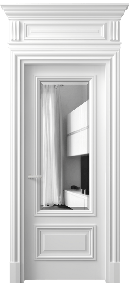 Межкомнатная дверь Антик 7306 Матовый белоснежный Двустороннее зеркало с фацетом, триплекс Цена 1128330 AMD | Volhovec