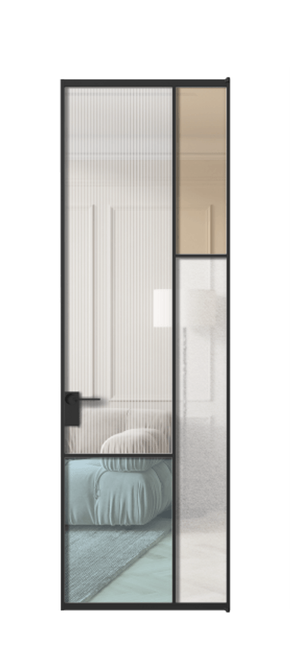 Межкомнатная дверь Mosaic АЛПЛ041.12 Алюминий Черный Комбинация стекол Группы 1 и Группы 3 Цена 1016930 AMD | Volhovec