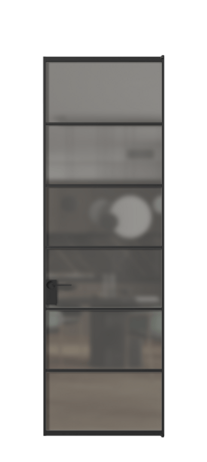 Алюминиевая дверь АЛПЛ040.04 Алюминий Черный Сатинированное серое стекло, триплекс Цена 974310  | Volhovec