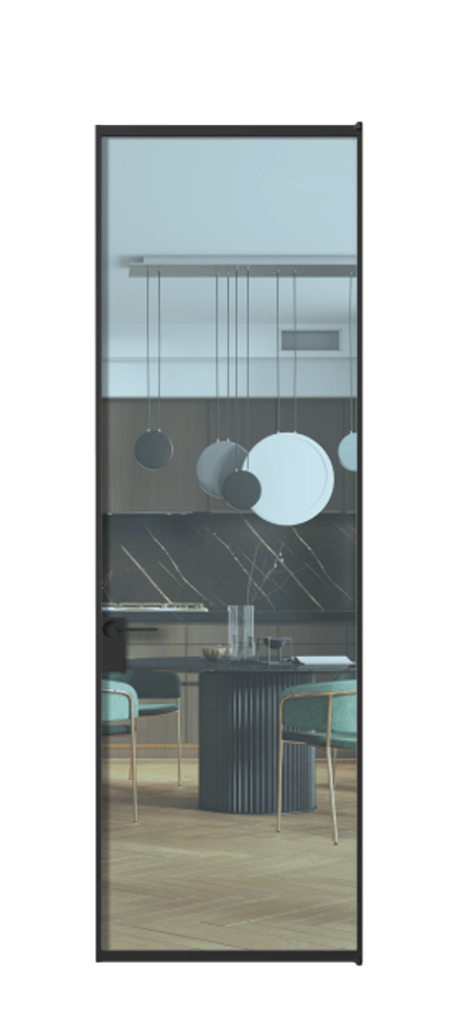 Алюминиевая дверь АЛПЛ040.01 Алюминий Черный Прозрачное голубое стекло, триплекс Цена 20935800  | Volhovec