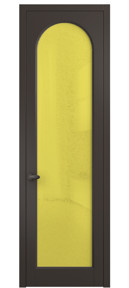 Межкомнатная дверь Палаццо 6804 Матовый антрацит Фактурное жёлтое стекло "Лёд", триплекс Цена 694800 AMD | Volhovec
