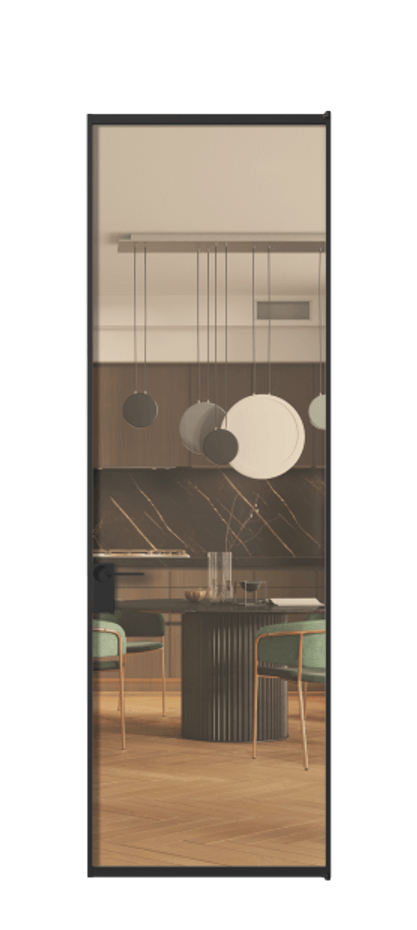 Алюминиевая дверь АЛПЛ040.01 Алюминий Черный Прозрачное оранжевое стекло, триплекс Цена 695520  | Volhovec