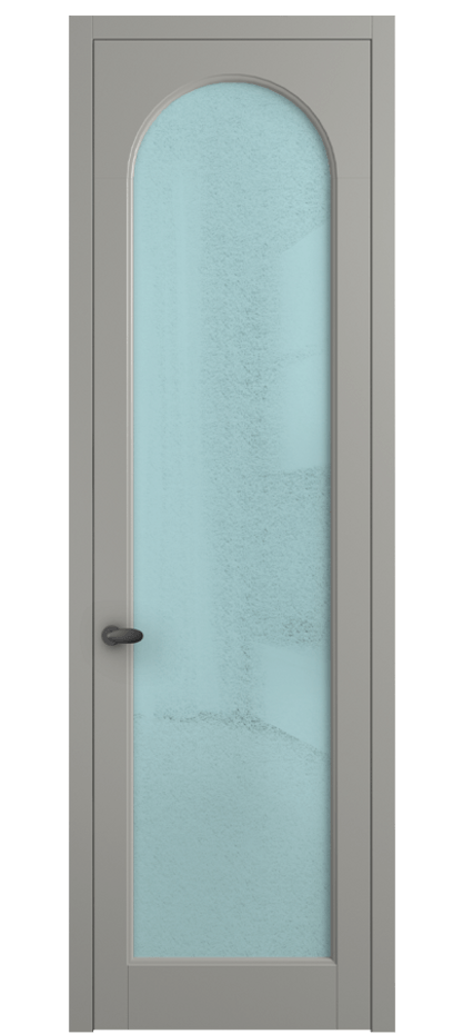 Межкомнатная дверь Палаццо 6804 Матовый нейтральный серый Фактурное голубое стекло "Лёд", триплекс Цена 694800 AMD | Volhovec