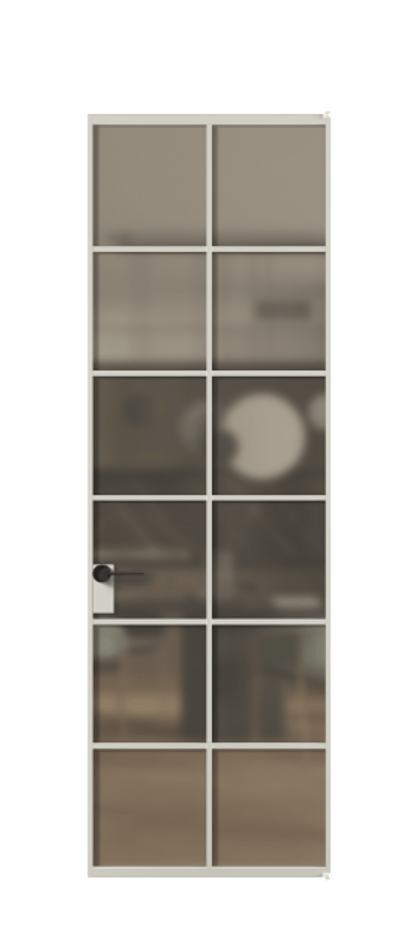 Алюминиевая дверь АЛПЛ040.05 Алюминий тёплый серый Сатинированное бронзовое стекло, триплекс Цена 866810  | Volhovec