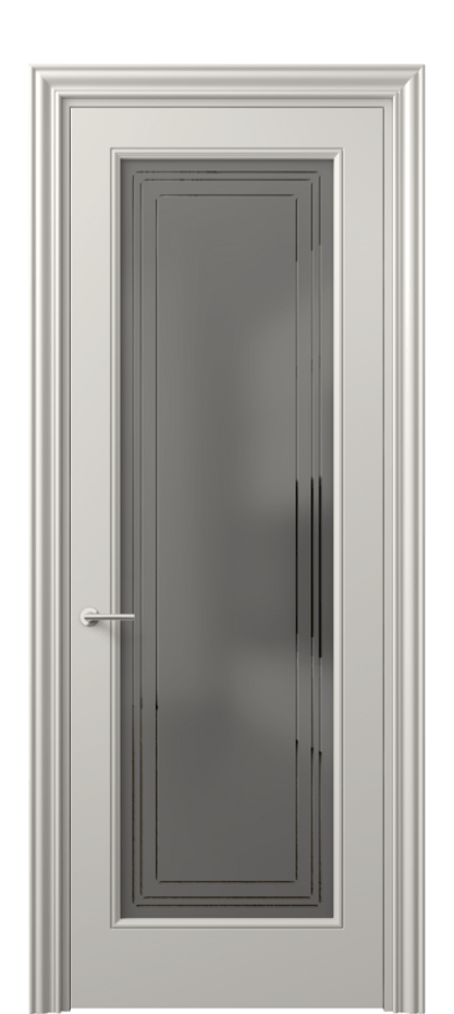 Межкомнатная дверь Mascot 8400 Матовый облачно-серый Сатинированное серое стекло с гравировкой "Грани", триплекс Цена 445100 AMD | Volhovec