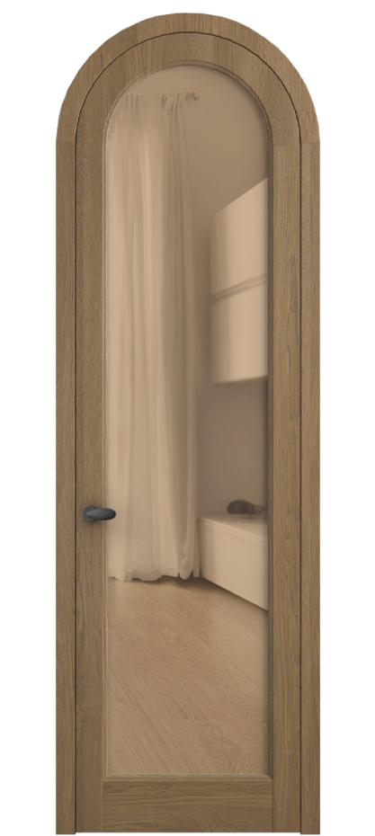 Межкомнатная дверь Палаццо 6814 Дуб мускатный матовый Прозрачное оранжевое стекло, триплекс Цена 1420600 AMD | Volhovec