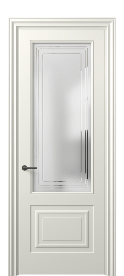 Межкомнатная дверь Маскот 8452 Матовый жемчужный Сатинированное стекло с гравировкой "Грани", триплекс Цена 450660 AMD | Volhovec