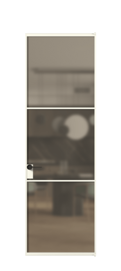 Алюминиевая дверь АЛПЛ040.03 Алюминий жемчужный Сатинированное бронзовое стекло, триплекс Цена 969580  | Volhovec