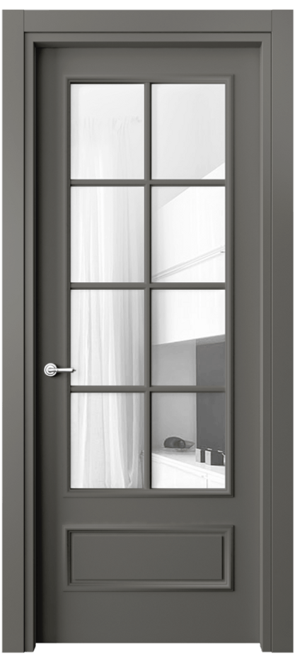 Межкомнатная дверь Paris 8112 Матовый классический серый Прозрачное стекло, 4 мм Цена 390610 AMD| Volhovec