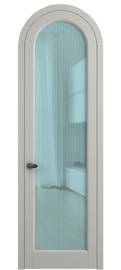 Межкомнатная дверь Палаццо 6814 Матовый тёплый серый Рифлёное голубое стекло "Мору", триплекс Цена 898000 AMD | Volhovec