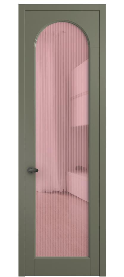 Межкомнатная дверь Палаццо 6804 Матовый оливковый тёмный Рифлёное розовое стекло "Moru", триплекс Цена 708300 AMD | Volhovec