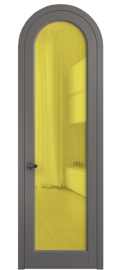 Межкомнатная дверь Палаццо 6814 Матовый классический серый Рифлёное жёлтое стекло "Moru", триплекс Цена 898000 AMD | Volhovec