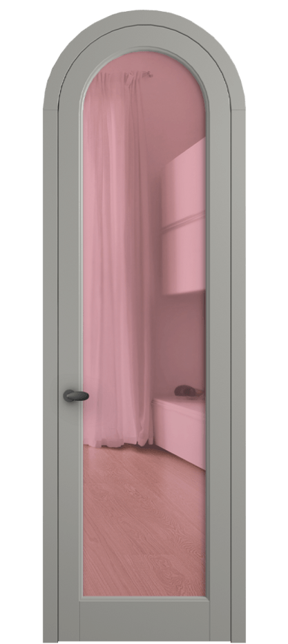 Межкомнатная дверь Палаццо 6814 Матовый нейтральный серый Прозрачное розовое стекло, триплекс Цена 865000 AMD | Volhovec