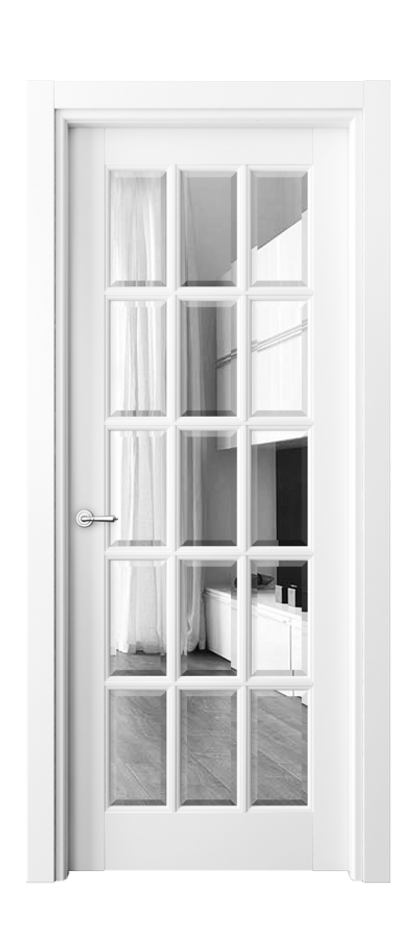 Межкомнатная дверь Тоскана Грильято 6311 Матовый белоснежный Сатинированное стекло с фацетом Цена 788370 AMD | Volhovec