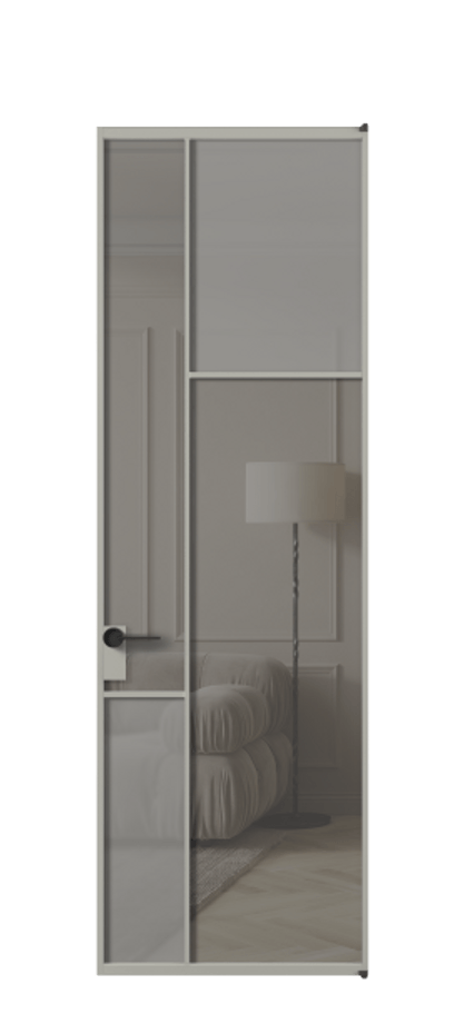 Межкомнатная дверь Мозаик АЛПЛ041.11 Алюминий нейтральный серый Сатинированное серое стекло, триплекс, 6 мм + Прозрачное серое стекло, триплекс Цена 1118630 AMD | Volhovec