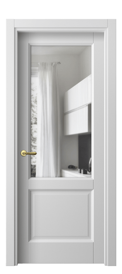 Межкомнатная дверь Галант 1422 Матовый белоснежный Прозрачное стекло Цена 291840 AMD | Volhovec