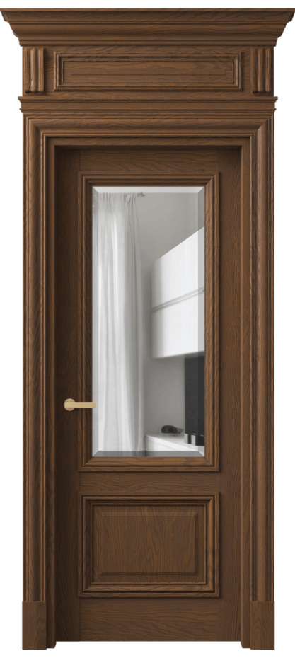 Межкомнатная дверь Антик 7302 Дуб каштановый матовый Прозрачное стекло с фацетом Цена 1796260 AMD | Volhovec