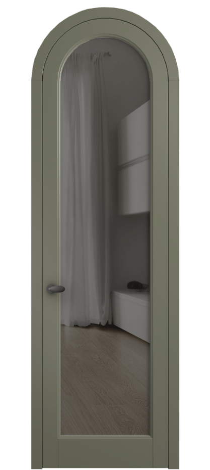 Межкомнатная дверь Палаццо 6814 Матовый оливковый тёмный Прозрачное серое стекло, триплекс Цена 26036640 so'm | Volhovec