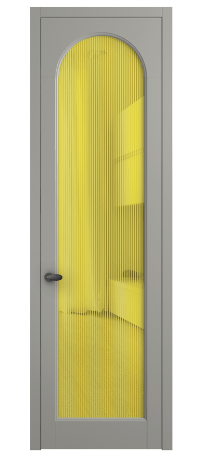 Межкомнатная дверь Палаццо 6804 Матовый нейтральный серый Рифлёное желтое стекло "Дюна", триплекс Цена 150010 сом | Volhovec