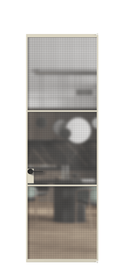Алюминиевая дверь АЛПЛ040.03 Алюминий бежево-серый Декоративное стекло с сеткой "Mesh silver", триплекс Цена 879220  | Volhovec