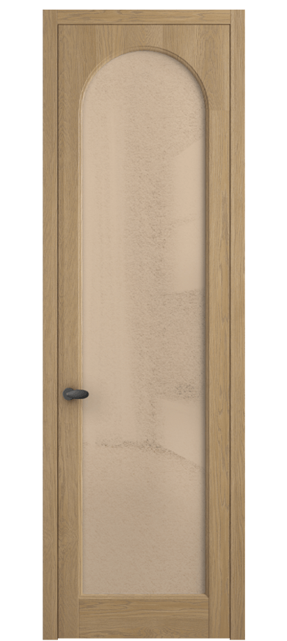 Межкомнатная дверь Палаццо 6804 Дуб соломенный матовый Фактурное оранжевое стекло "Лёд", триплекс Цена 1069100 AMD | Volhovec