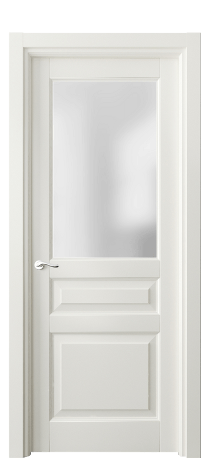 Межкомнатная дверь Лигнум 0710 Матовый жемчужный Сатинированное стекло Цена 101399 ₽ | Volhovec