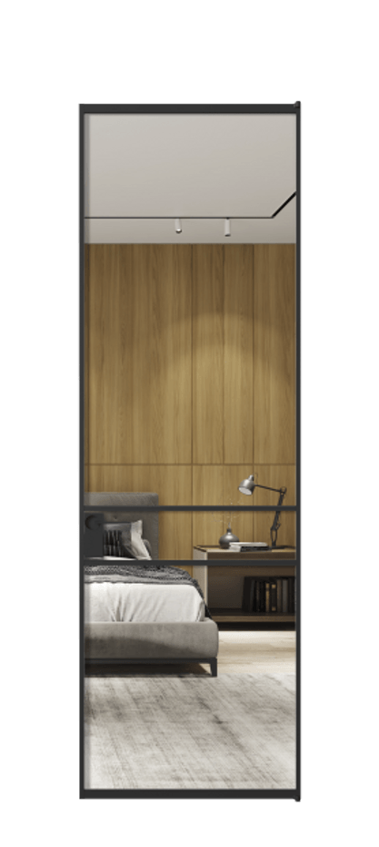 Алюминиевая дверь АЛПЛ040.02 Алюминий Черный Двустороннее зеркало, триплекс , триплекс 6 мм Цена 21812760  | Volhovec