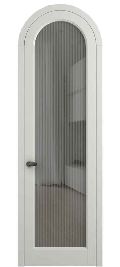 Межкомнатная дверь Палаццо 6814 Матовый светло-серый Рифлёное серое стекло "Moru", триплекс Цена 898000 AMD | Volhovec