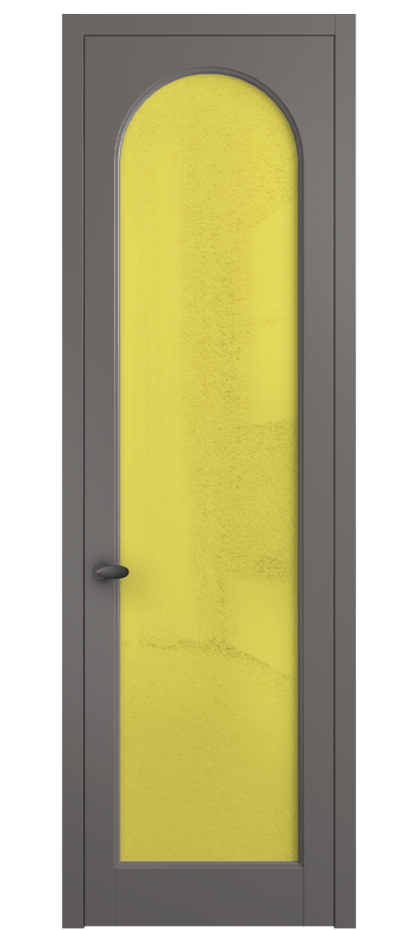 Межкомнатная дверь Палаццо 6804 Матовый классический серый Фактурное жёлтое стекло "Лёд", триплекс Цена 694800 AMD | Volhovec