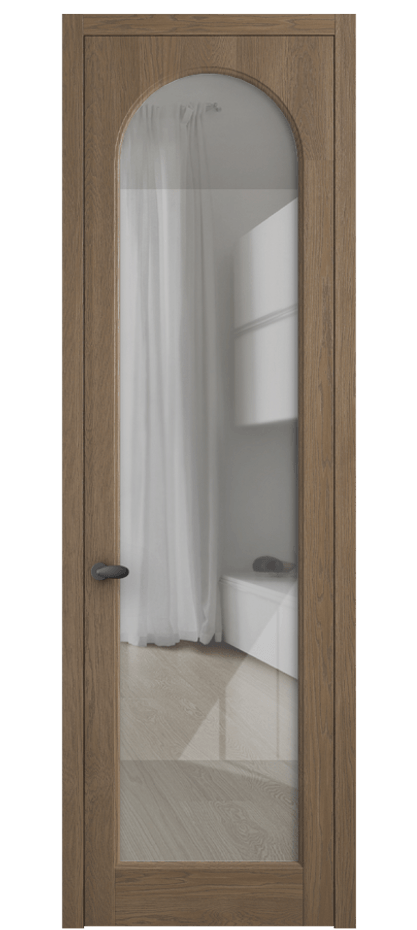 Межкомнатная дверь Палаццо 6804 Дуб джутовый матовый Рефлективное прозрачное стекло "Стопсол", калёное Цена 1053600 AMD | Volhovec