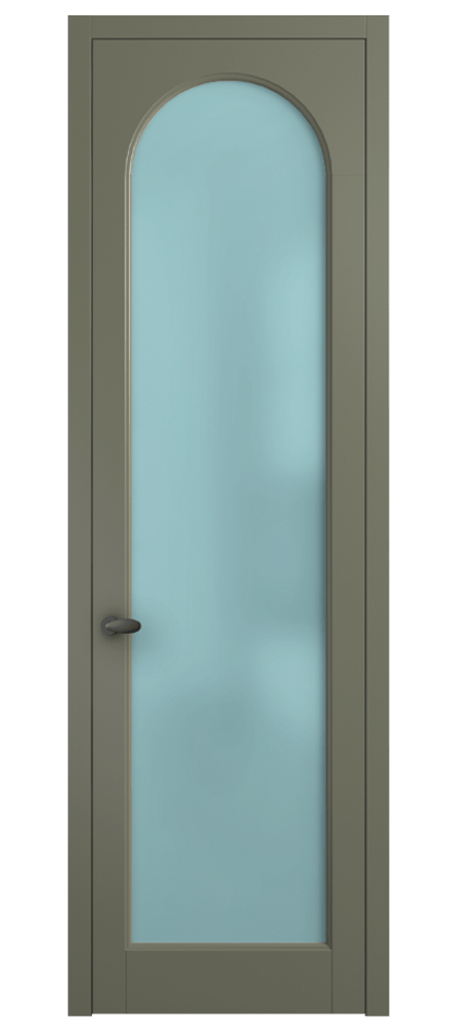 Межкомнатная дверь Палаццо 6804 Матовый оливковый тёмный Сатинированное голубое стекло, триплекс Цена 654400 AMD | Volhovec
