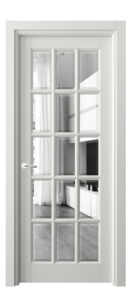 Межкомнатная дверь Лигнум 0708 Матовый светло-серый Двустороннее зеркало с фацетом, триплекс Цена 6490 AZE | Volhovec