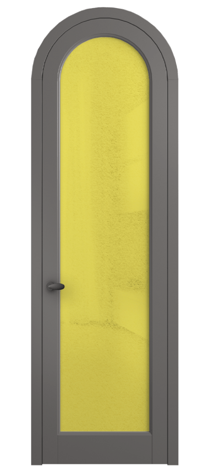 Межкомнатная дверь Палаццо 6814 Матовый классический серый Фактурное жёлтое стекло "Лёд", триплекс Цена 884500 AMD | Volhovec