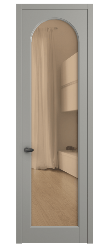 Межкомнатная дверь Палаццо 6804 Матовый нейтральный серый Прозрачное оранжевое стекло, триплекс Цена 654400 AMD | Volhovec