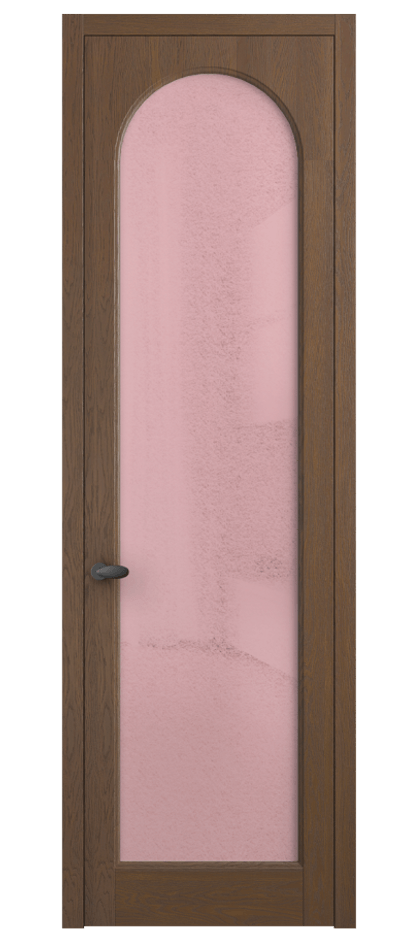 Межкомнатная дверь Палаццо 6804 Дуб каштановый матовый Фактурное розовое стекло "Лёд", триплекс Цена 1069100 AMD | Volhovec