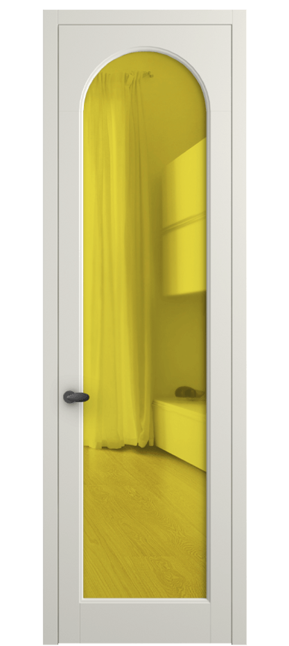 Межкомнатная дверь Палаццо 6804 Матовый жемчужный Прозрачное жёлтое стекло, триплекс Цена 141270 сом | Volhovec