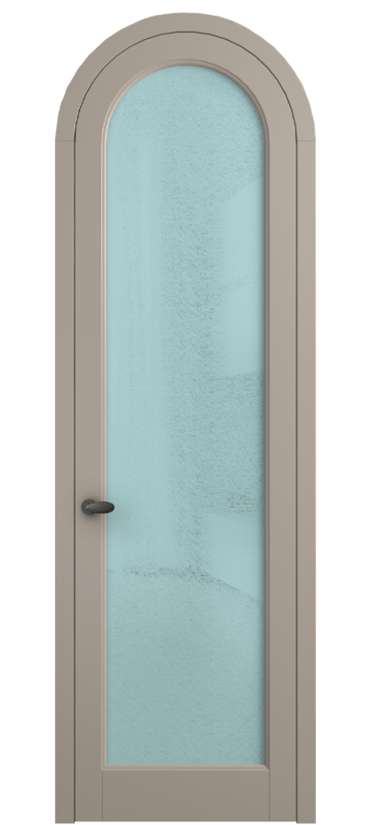 Межкомнатная дверь Палаццо 6814 Матовый бисквитный Фактурное голубое стекло "Лёд", триплекс Цена 131159 ₽ | Volhovec