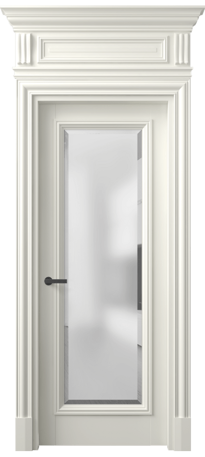 Межкомнатная дверь Антик 7300 Матовый жемчужный Сатинированное стекло с фацетом Цена 1094610 AMD | Volhovec