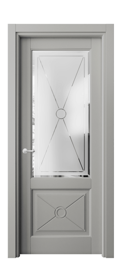 Межкомнатная дверь Тоскана Литера 6362 Матовый нейтральный серый Сатинированное стекло с гравировкой «LITERA» Цена 154630 сом | Volhovec
