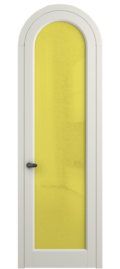 Межкомнатная дверь Палаццо 6814 Матовый жемчужный Фактурное жёлтое стекло "Лёд", триплекс Цена 905400 AMD | Volhovec