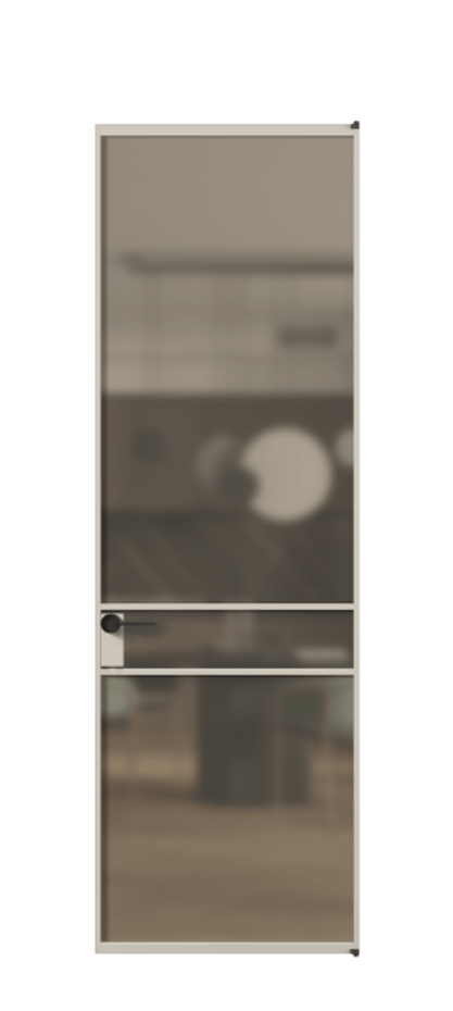 Алюминиевая дверь АЛПЛ040.02 Алюминий светло-бежевый Сатинированное бронзовое стекло, триплекс Цена 836050  | Volhovec