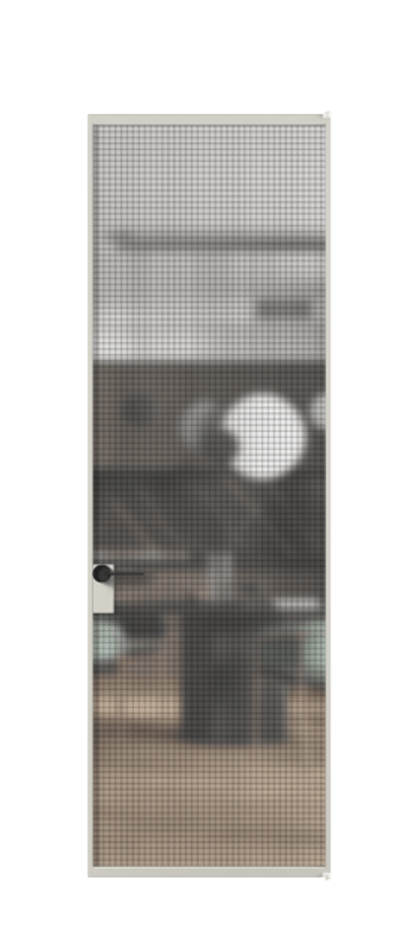 Алюминиевая дверь АЛПЛ040.01 Алюминий тёплый серый Декоративное стекло с сеткой "Mesh silver", триплекс Цена 846840  | Volhovec