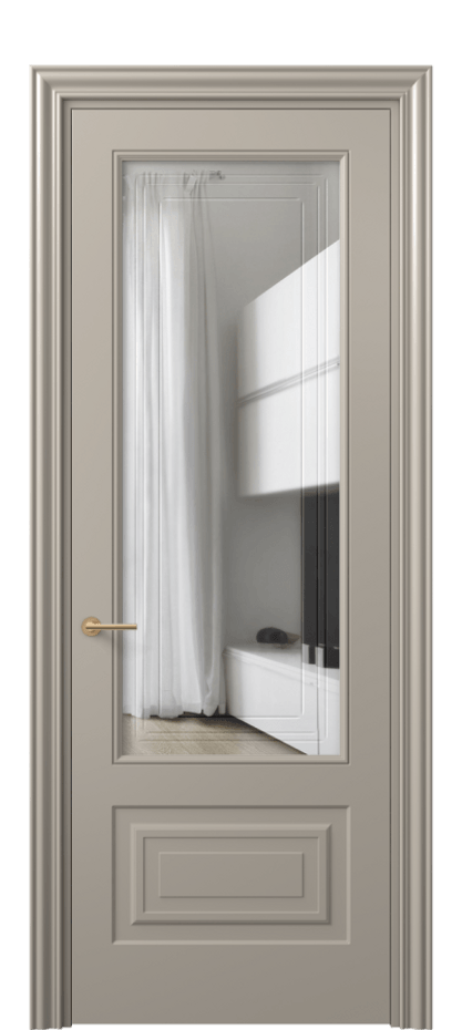 Межкомнатная дверь Маскот 8442 Матовый бисквитный Прозрачное стекло с гравировкой "Грани", триплекс Цена 579300 AMD | Volhovec