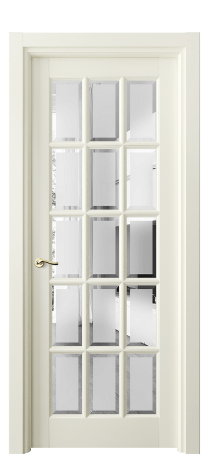 Межкомнатная дверь Lignum 0708 Бук молочно-белый Сатинированное стекло с фацетом, 6 мм Цена 115799 ₽ | Volhovec